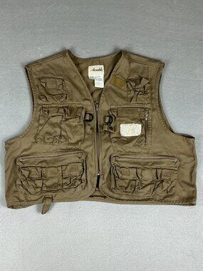 Vintage Ausable Khaki Fishing Utility Vest Men's Size XL Multi Pockets Gorpcore.